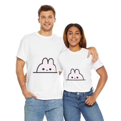 Cute Bunny Unisex Heavy Cotton T-Shirt | Gift for Animal Lovers, Casual Wear, Birthday Present