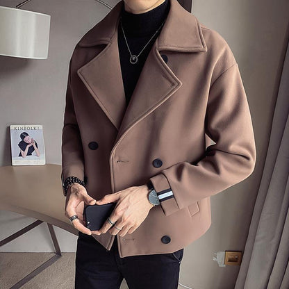 Men's Trench Coat Jacket Autumn And Winter Short Woolen Cloth
