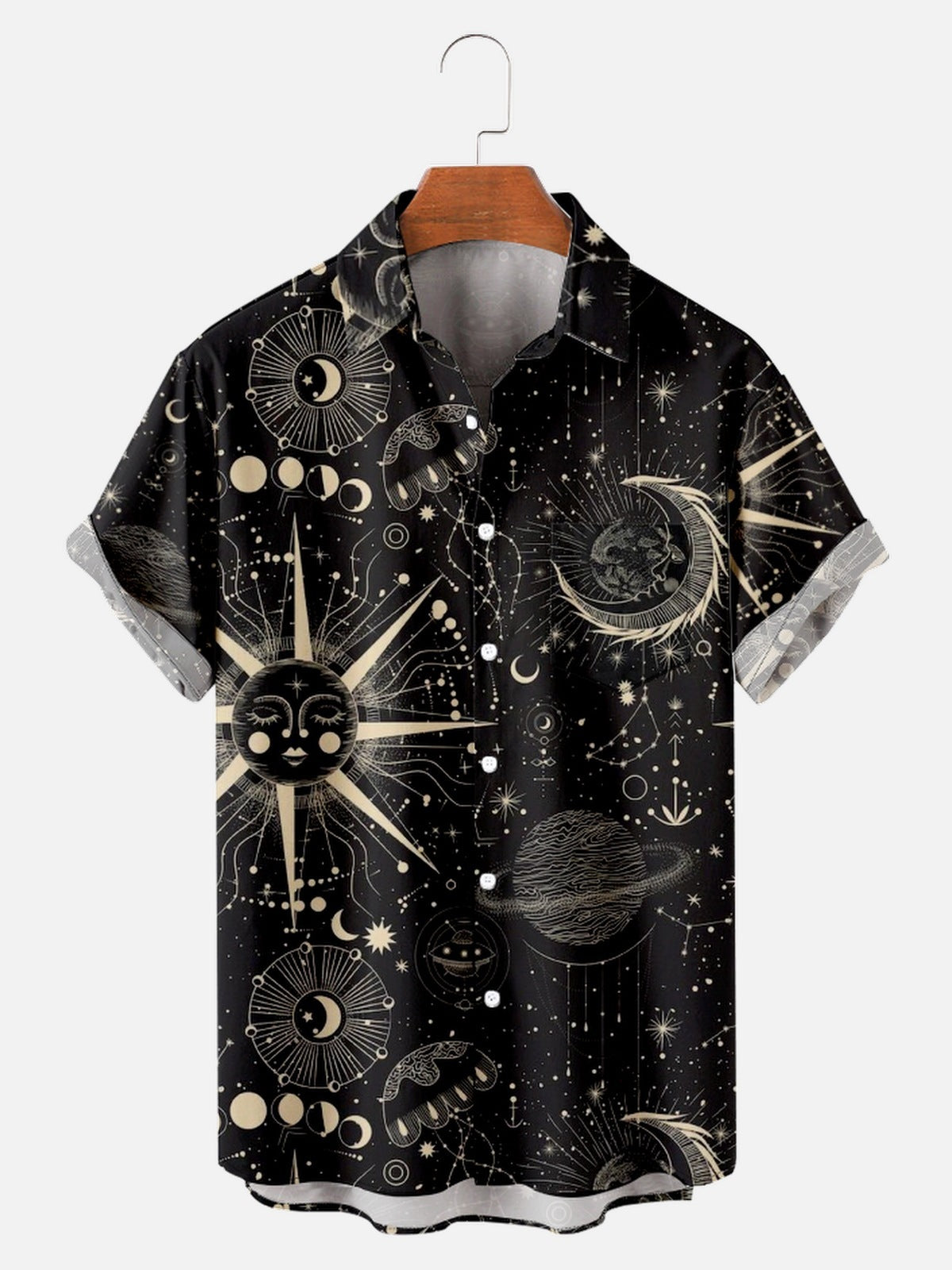 Casual 3D Digital Print Vintage Beach Shirt Men