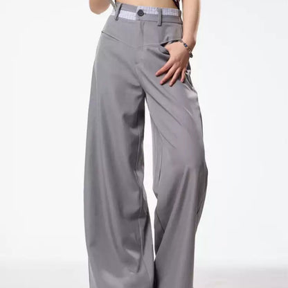 Vintage Crumpled Wide Leg Draping Matchet Pants Suit Pants For Women