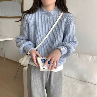 Retro Crew Neck Knitwear Women's Inner