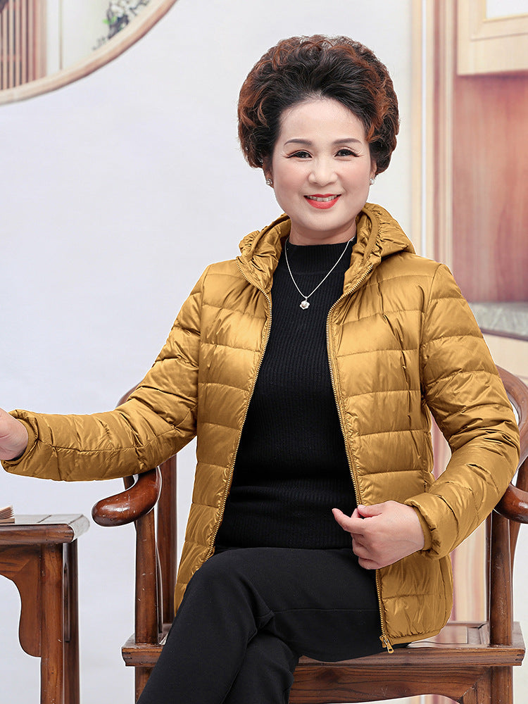 Light White Duck Down Mother Down Jacket Women's Short Chic Coat