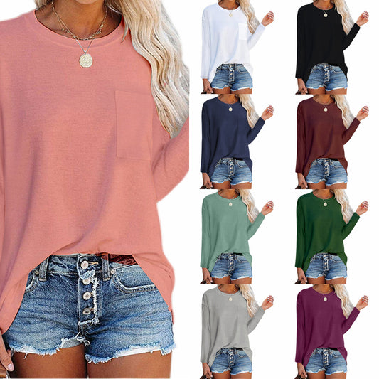Women's Long-sleeved Round Neck T-shirt Top