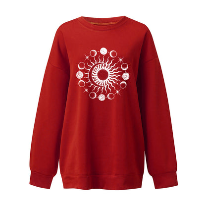 Starry Sky Sun And Moon Printing European And American Mysterious Third Eye Drop-shoulder Long-sleeve Sweater