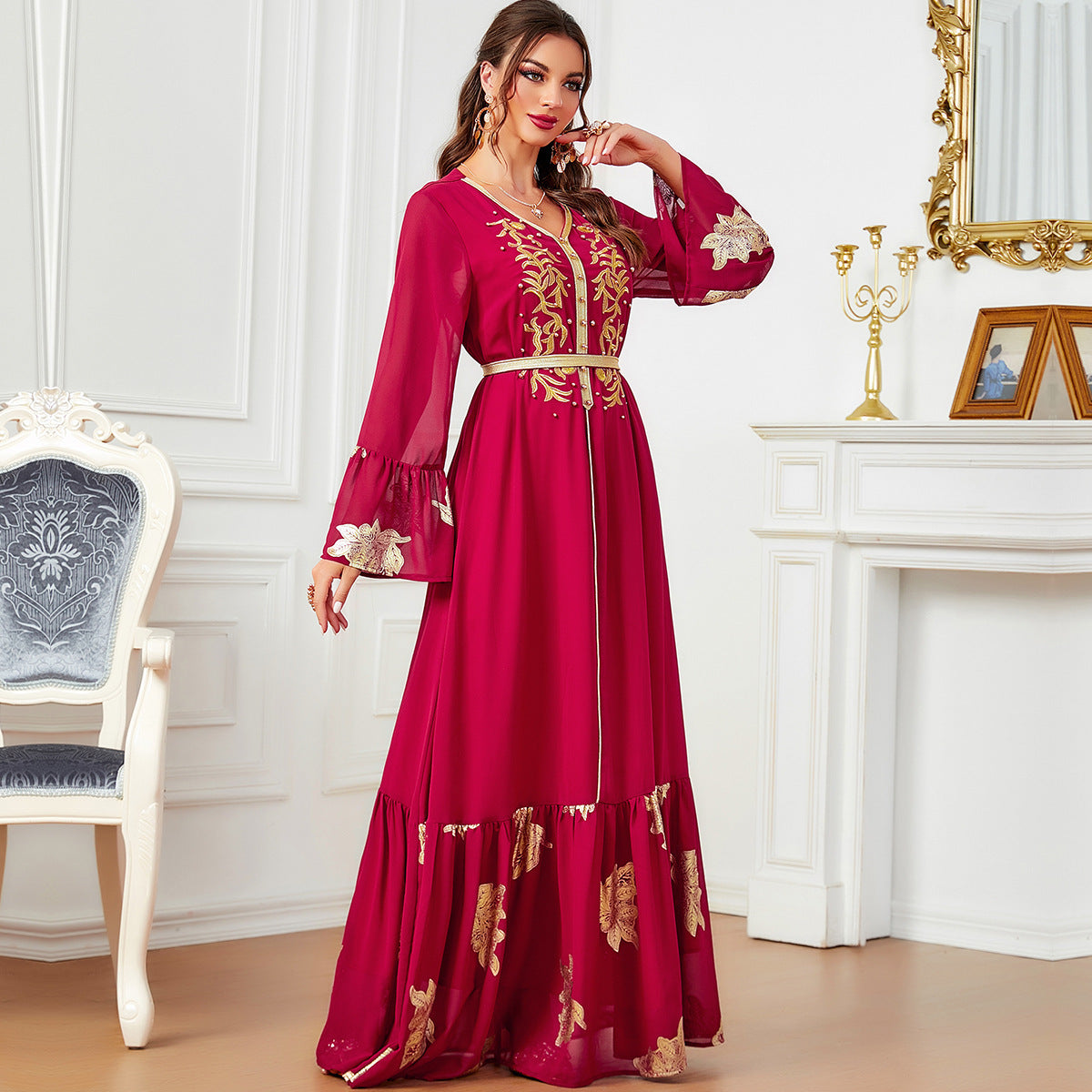 Middle East Muslim Women's Dress With Belt