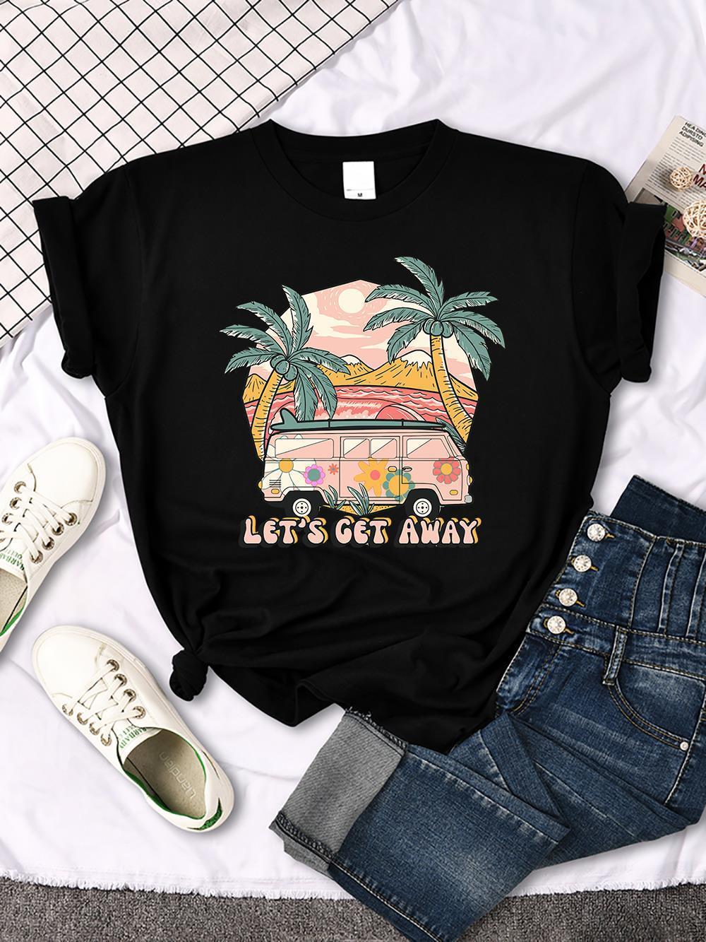 Let's Get Away Vacation Pattern Female T-shirts