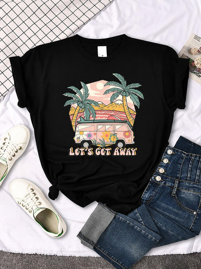 Let's Get Away Vacation Pattern Female T-shirts