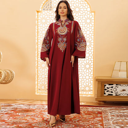 Women's Embroidered Rope Embroidered Muslim Pullover Dress