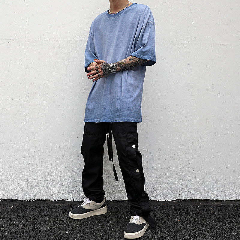 Men's Short-sleeved T-shirts With Heavy Washing And Worn Out