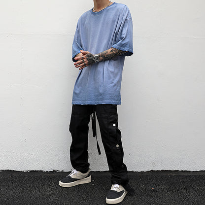 Men's Short-sleeved T-shirts With Heavy Washing And Worn Out