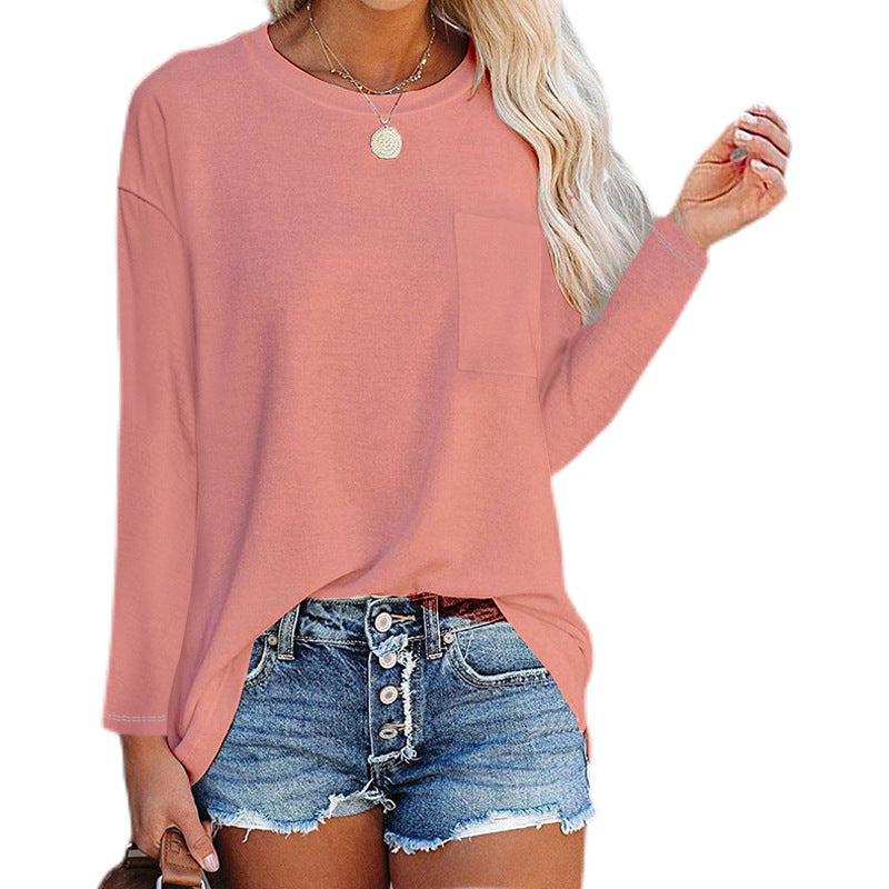 Women's Long-sleeved Round Neck T-shirt Top