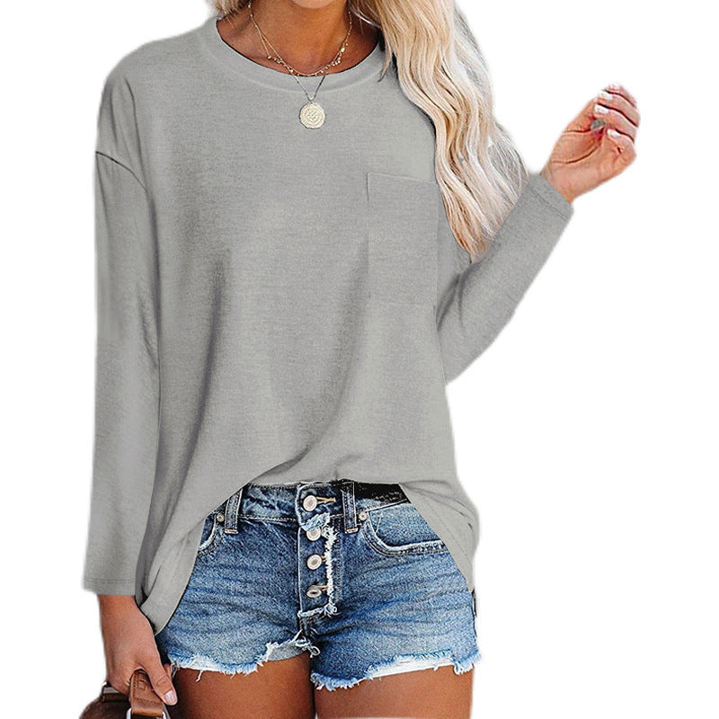 Women's Long-sleeved Round Neck T-shirt Top