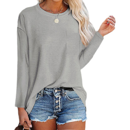 Women's Long-sleeved Round Neck T-shirt Top