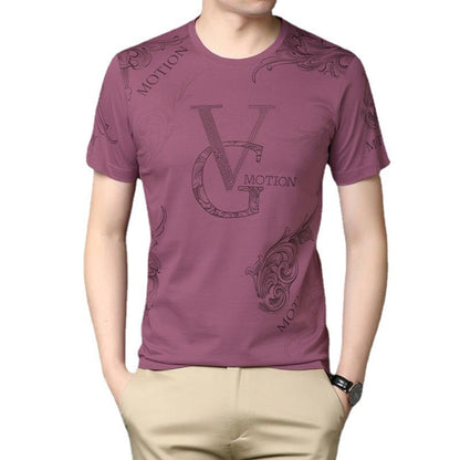 Thin Men's Printed T-shirts Men's Pullover Round Neck Short Sleeves