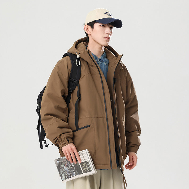 Thick Contrast Color Bread Coat For Women