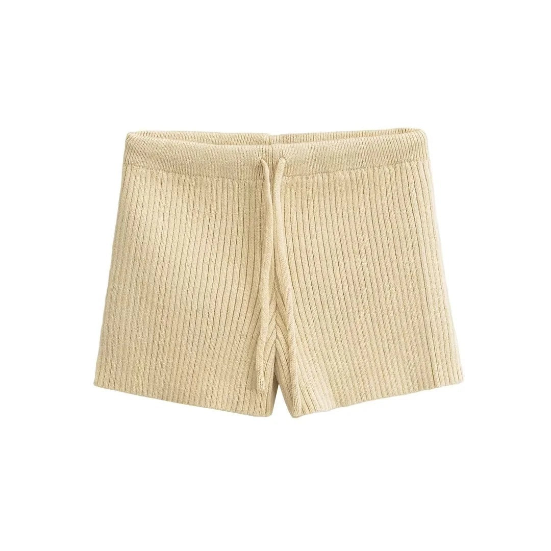Elastic Elastic Hip Knitted Shorts Women's Knitted Shorts