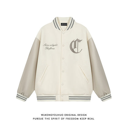 High Street Heavy Embroidered Woolen Baseball Jacket Men