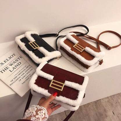 Autumn And Winter Lamb Hair Texture Small Bag Women Korean Version Of The New Fashion