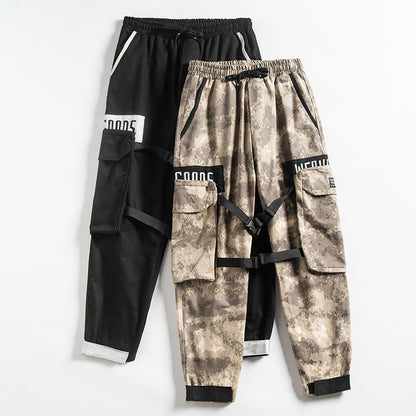 Casual Loose Straight Pants Men's Sports Beamed Pants