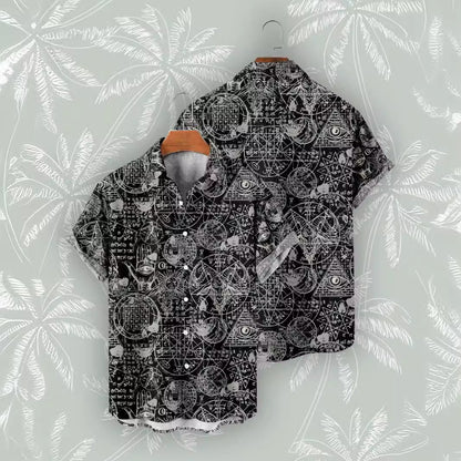 Casual 3D Digital Print Vintage Beach Shirt Men