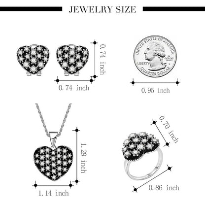 Retro Ethnic Style Love Heart Shape Necklace Earrings Ring Jewelry Three-piece Bridal Jewelry