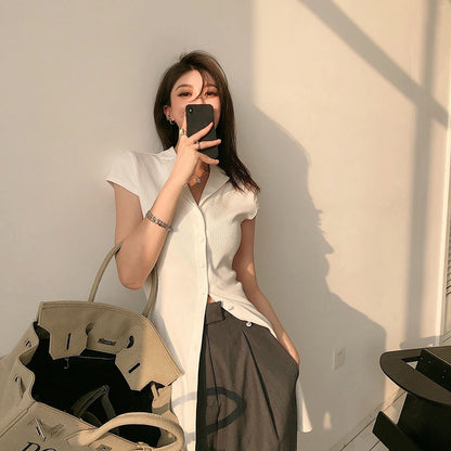 Polo Collar Knitted Dress Bag Hip Skirt