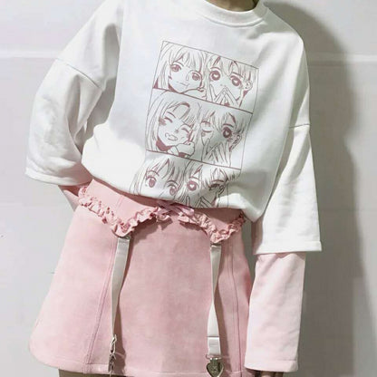 White color-block sleeves fake two long sleeves