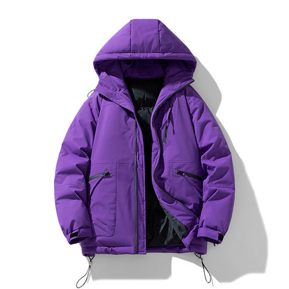 Thick Contrast Color Bread Coat For Women