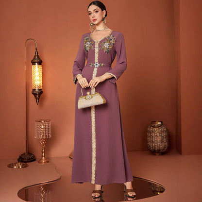 Middle East Muslim Fashionable Elegant New Embroidered Musilin Robe