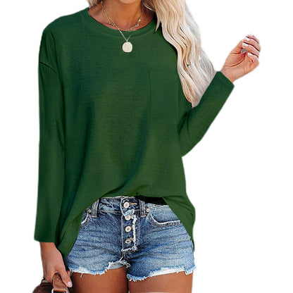 Women's Long-sleeved Round Neck T-shirt Top