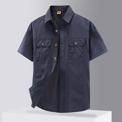 Casual Solid Color Workwear Shirt Men