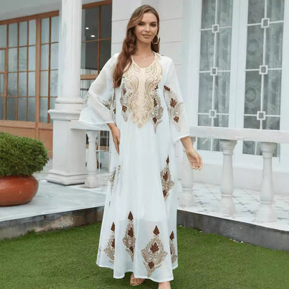 Muslim Embroidery Mesh Dress