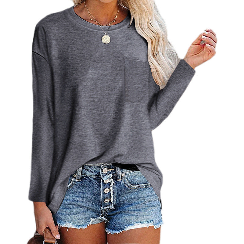 Women's Long-sleeved Round Neck T-shirt Top