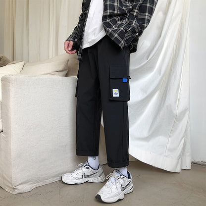 Men's Ninth Pants Solid Color Casual Pants Loose Straight-leg Harem Pants