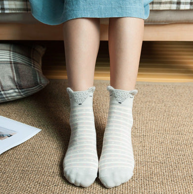 Cartoon Women's Socks Cotton Students' Socks Ears Cute Animal Socks All Cotton Socks Sweet Cotton Socks