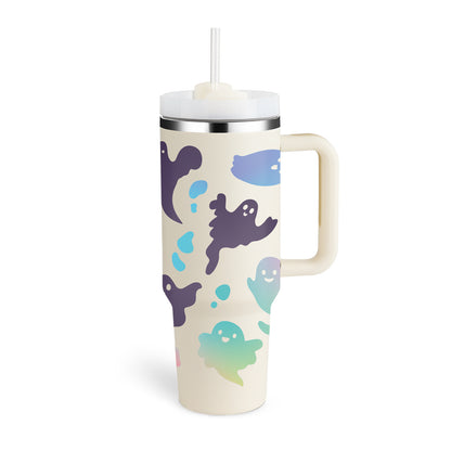 Tumbler with Handle & Straw – Stainless Steel Spill-Proof Travel Mug with Lid