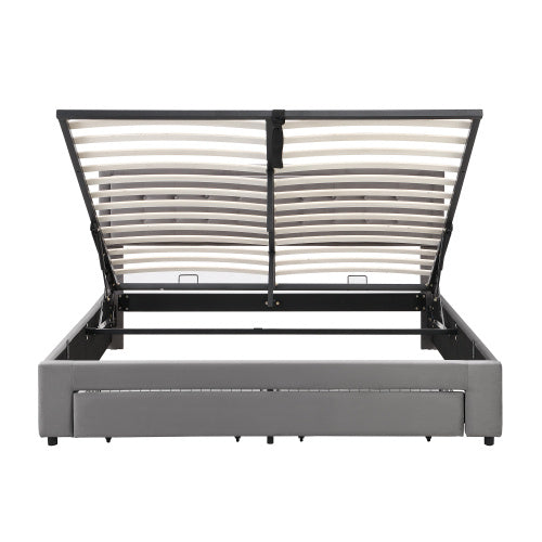 Upholstered Bed,Super King Size Bed-6ft180x200cm, Velvet Fabric, Double Bed, Large Storage Space,With Slats And Headboard,Without Mattress,Grey