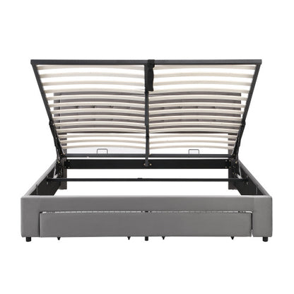 Upholstered Bed,Super King Size Bed-6ft180x200cm, Velvet Fabric, Double Bed, Large Storage Space,With Slats And Headboard,Without Mattress,Grey