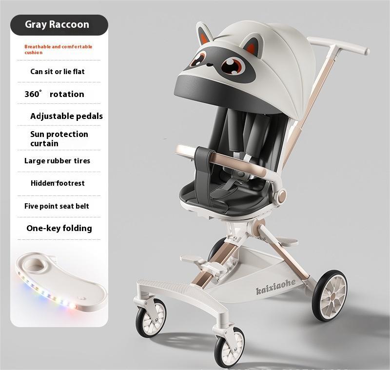 Four-wheel Children Infants Two-way Reclining Trolley Lightweight Folding