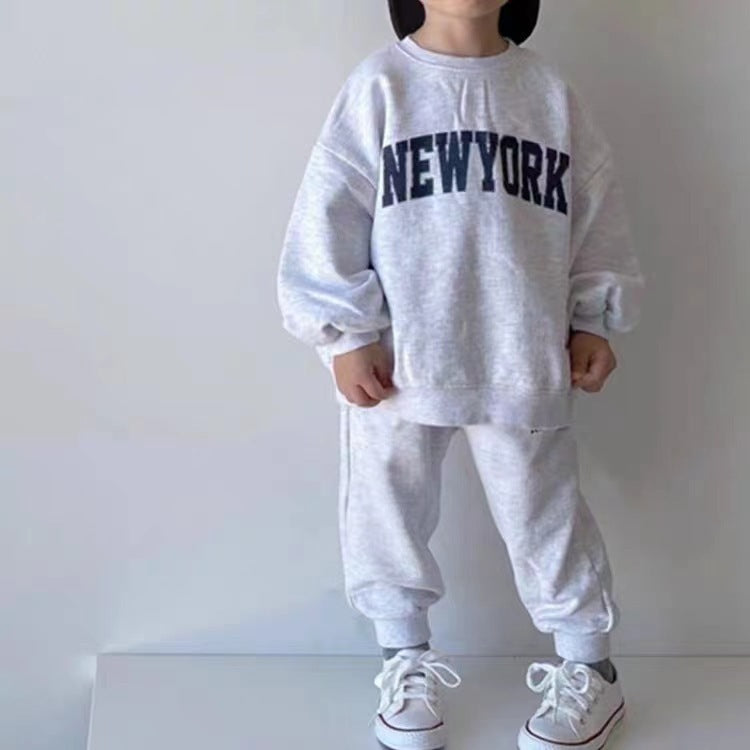 Children's Pullover Cotton Sweater Trousers Suit