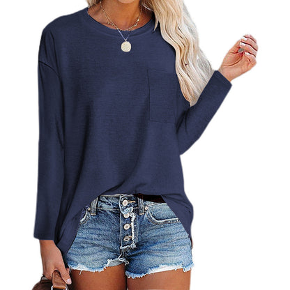 Women's Long-sleeved Round Neck T-shirt Top