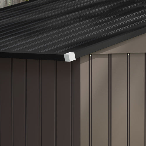 Outsunny 9 X 6ft Metal Garden Shed, Outdoor Storage Tool House With Ventilation Slots, Foundation Kit And Lockable Double Doors, Brown