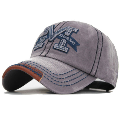 Embroidered letter M denim baseball cap