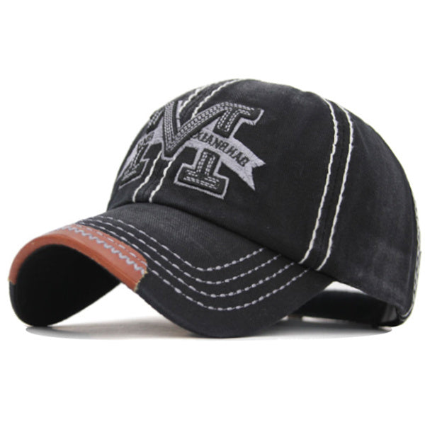Embroidered letter M denim baseball cap