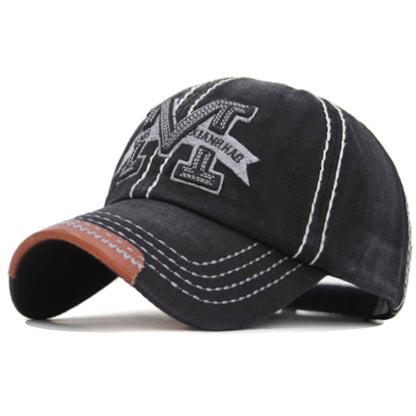 Embroidered letter M denim baseball cap