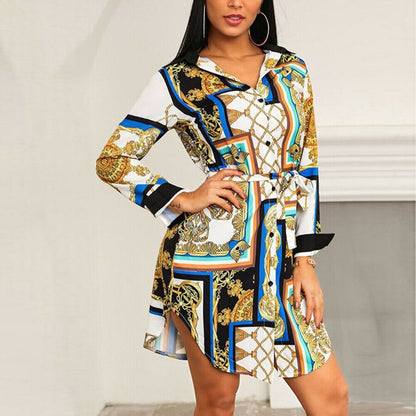 autumn long sleeves Print shirt dress