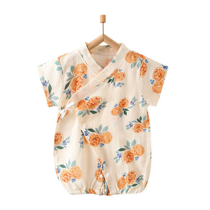 Baby Jumpsuit Summer Clothing Class A Bamboo Cotton Gauze Thin Air Conditioning Room Clothes