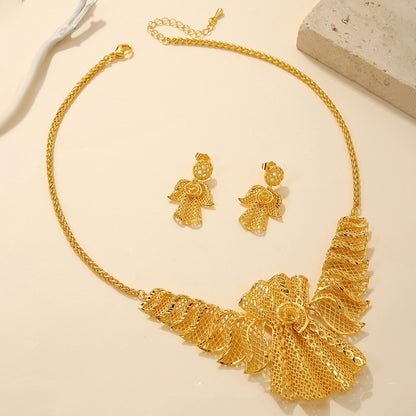 Bridal Necklace Earrings Hollow Carved Jewelry