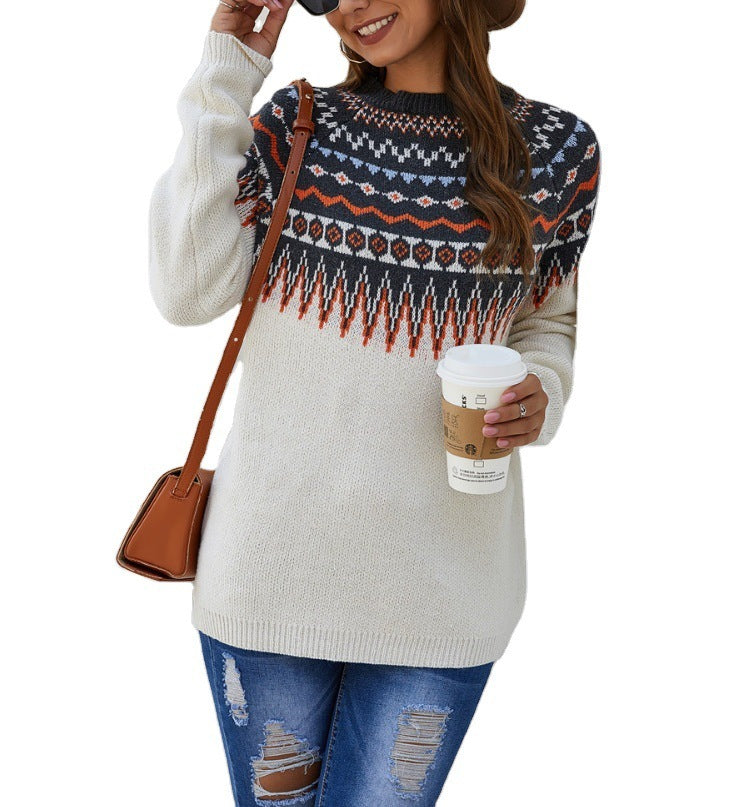 Printed bat sleeves European and American long sleeves