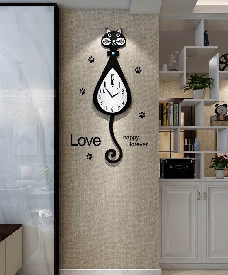 Cat Wagging Clock Clock Clock Personalized Cartoon Household Fashion Watch